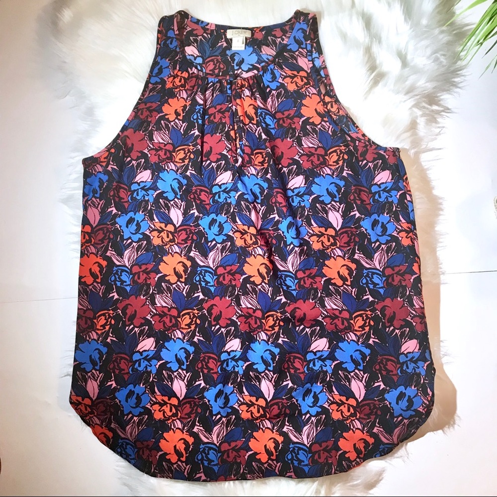 J. Crew Silky Floral Multicolor Tank Blouse